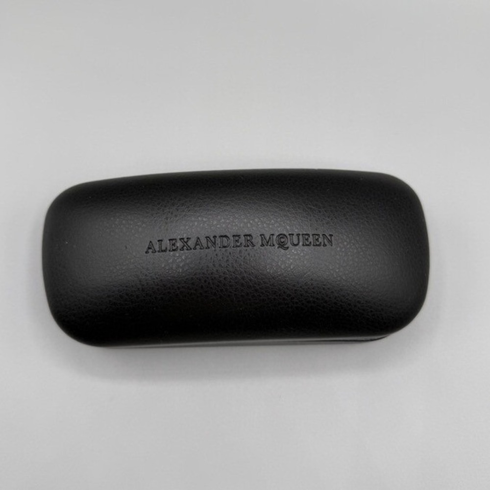 Alexander McQueen Black Textured Leather Sunglasses Eyeglasses‎ Hard Case